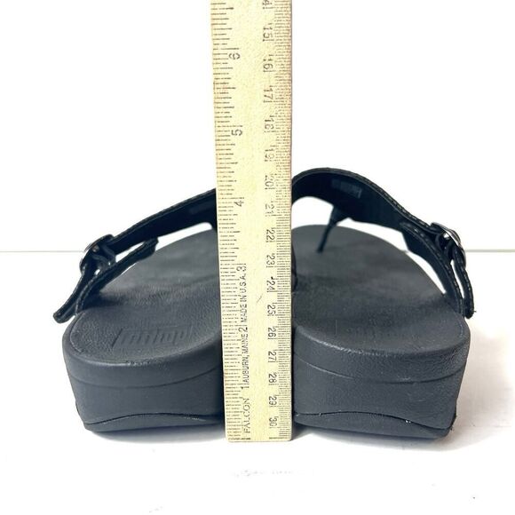 FitFlop Black Thong Leather Summer Sandals Womens Size 10 Comfort Casual Slip On - Picture 9 of 11